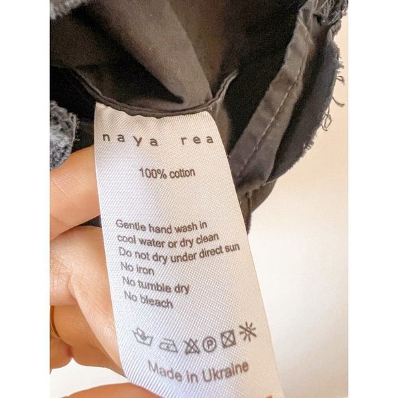 COPY - Anthropologie Naya Rea Black Daria Scalloped Cotton Poplin Dress - Picture 7 of 8